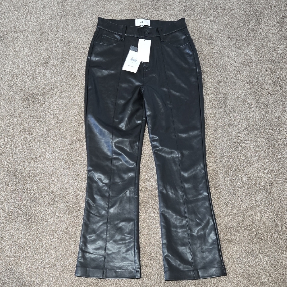 7 For All Mankind Black Leather Pants